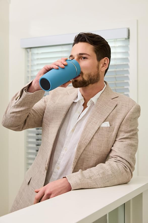 ThermoFlask Stainless Steel Travel Coffee Tumbler with Sip-N-Lok Auto-Seal Lid (16 oz, Shaded Teal) - Leakproof Insulated Mug for Coffee & Tea