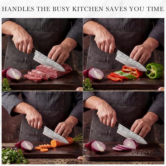 8 Inch Chef Knife, 9-Layer VG10 High Carbon Steel Professional Japanese kitchen Steak Knives, Octagonal Rosewood Handle Cooking Knife sharp chef knife for Home & Restaurant