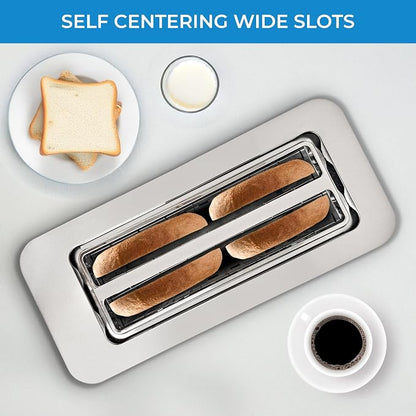 Kenmore 4-Slice Digital Touchscreen Toaster - 1400W Stainless Steel, Wide Slots 6 Shade Settings, Bread Presets, Countdown Timer, Reheat & Defrost Functions Compact Countertop Design tostadora digital