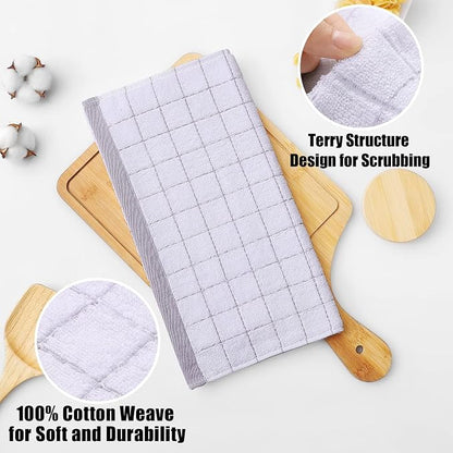 Homaxy 100% Cotton Terry Kitchen Dish Cloths, Ultra Soft and Absorbent Dish Towels for Kitchen, Suitable for Drying and Washing Dishes, 8 Pack, 12 x 12 Inches, Multiple Color