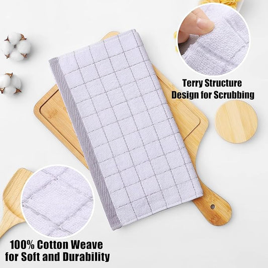 Homaxy 100% Cotton Terry Kitchen Dish Cloths, Ultra Soft and Absorbent Dish Towels for Kitchen, Suitable for Drying and Washing Dishes, 8 Pack, 12 x 12 Inches, Multiple Color