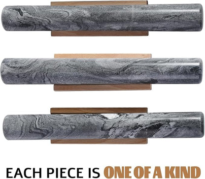 Koville African Natural Marble French Rolling Pin, 12inch Non-Stick Rolling Pin for Baking, Dough Roller for Pasta, Dumpling, Fondant, Pie, Bread, Pizza, Kitchen Baking Tools(Monte Grigio)