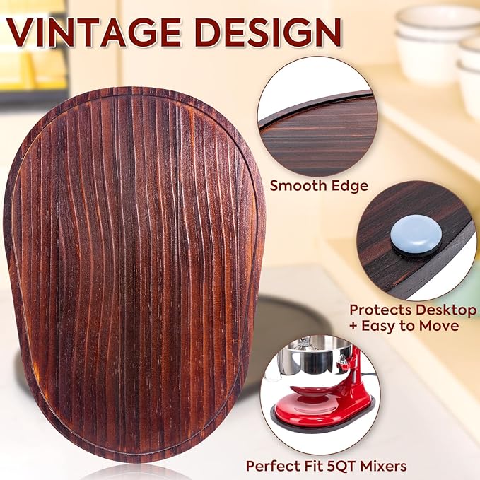 Stand Mixer Mat Compatible with Kitchenaid Bowl Lift 5-8 Qt Stand Mixer Kitchenaid Mixer Accessories, Appliance Sliders for Kitchen Appliance Wood Sliding Tray for Stand Mixer