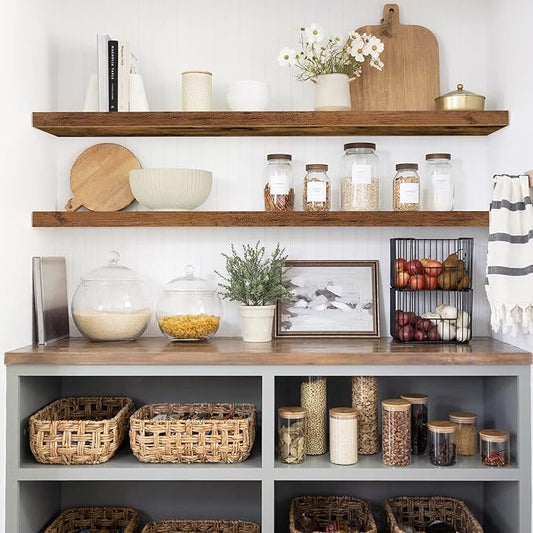 QEEIG Floating Shelves for Wall 47.2" Extra Long - Wall Shelf Bathroom Kitchen Living Room Bedroom Farmhouse Home Decor Display Bookshelf Large 47.2 x 9.3 inch Set of 2, Rustic Brown (008-120BN)