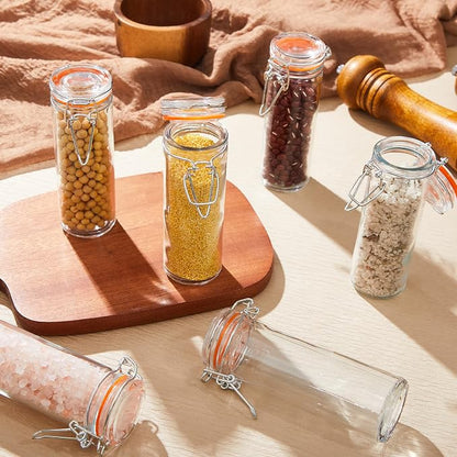 Norme 24 Pcs Glass Spice Jars with Airtight Lid, Leakproof Clamp Containers for Home Kitchen Herb Tea Seasoning Sugar Storage Containers(4 oz)