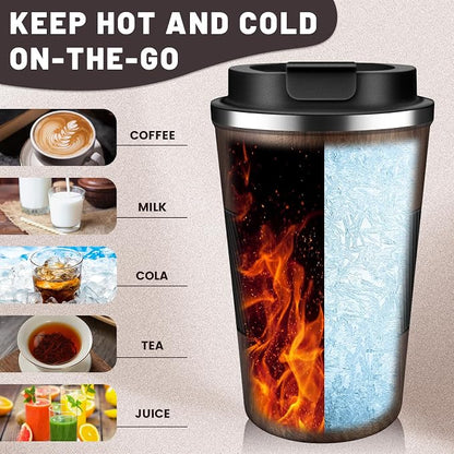 DUBUXW Insulated Coffee Tumblers with Flip Lid 12oz / 17oz, Stainless Steel Travel Coffee Mug Leak Proof, Vacuum Insulated Coffee Mug Reusable Cup, Keeps Cold and Hot for Coffee Tea