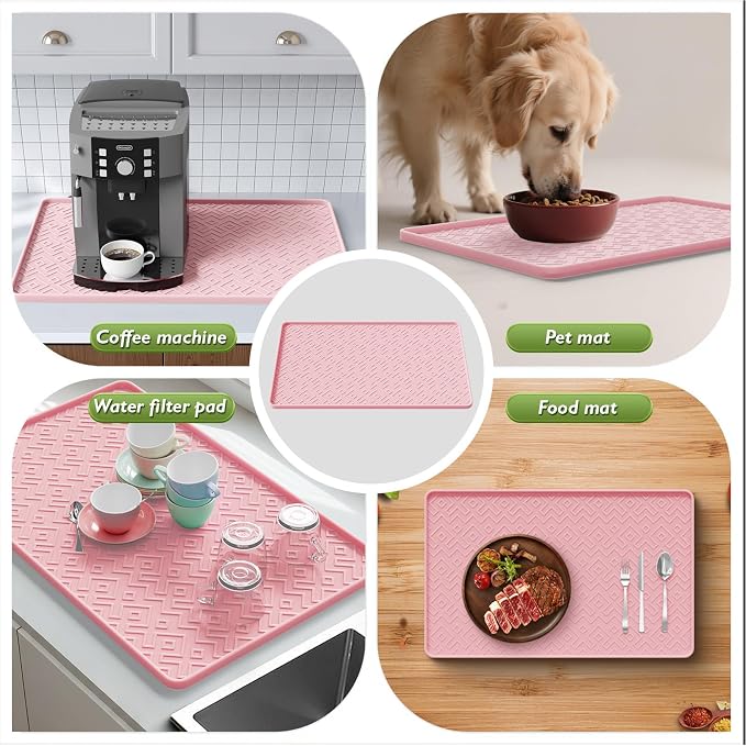 Silicone Coffee Mat with Raised Edges 17.7'' x 14.9'' – Waterproof Countertop Mat, Coffee Maker Pad, Espresso Machine Mat, Heat Resistant Dish Drying Mat