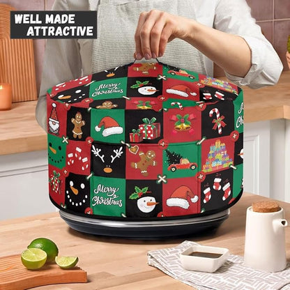 Christmas Patchwork Patterns Slow Cooker Dust Cover 6-8 qt Crock for Pot Keep Gingerbread Small Kitchen Appliance Clean Kitchen Home Accessories Decor Cover