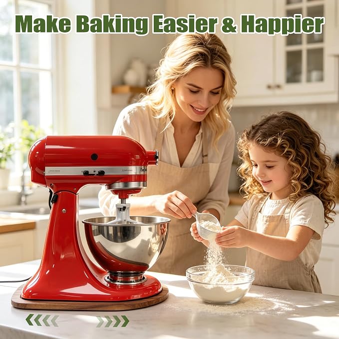 Mixer Slider for Kitchenaid Mixer 4.5-5 Qt Tilt Head Stand Mixer Pine Wood Countertop Appliance Sliding Tray Mover Sliding Caddy for Kitchen Aid Slider Mat Accessories Attachments Brown