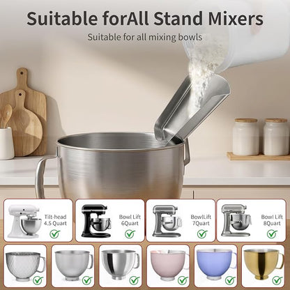 Pouring Chute for KitchenAid Mixer & Flour Funnel for Kitchen Aid Mixer – Silicone Spatula – Accessories & Attachments for 4.5-7Qt Tilt-Head Stand Mixers, 3-Piece w/ 2 Spatulas