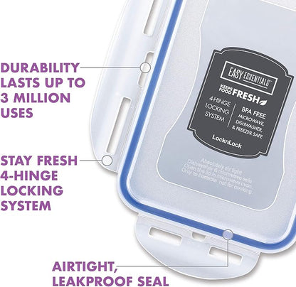 LOCK & LOCK Easy Essentials Food Storage lids/Airtight containers, BPA Free, 14 Piece - Tall Rectangle, Clear