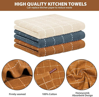 Nialnant 6 Pack Terry Kitchen Towels, Dish Cloths for Washing Dishes, 100% Cotton Reusable Cleaning Rag,Ultra Soft Absorbent, Quick Drying Dish Towels for Kitchen,12x12 Inches