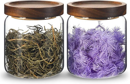Glass Spice Jars Seasoning Containers Small Glass Jars with Lids Airtight Food Storage Canister for Kitchen Pantry Sugar Tea Coffee Bean Nuts Cookies Herbs Salt (16oz/473ml*2 Pcs)