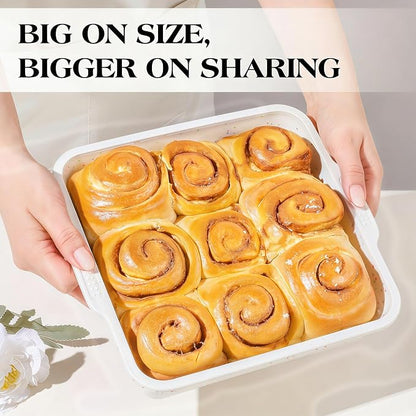 8x8 inch Silicone Square Cake Pan with Metal Reinforced Frame, Nonstick Brownie Pan for Baking, BPA Free Set of 2 (Cream)