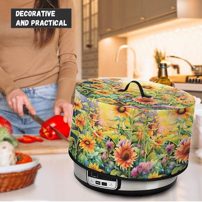 Sunflower Field Slow Cooker Dust Cover Compatible with 6-8 qt Crock for Pot Oval Slow Cooker Cover Vibrant Small Kitchen Appliance Green Leaves Decor