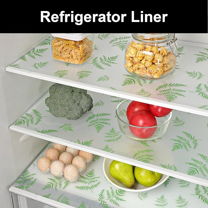 Cooyes Shelf Liners for Kitchen Cabinets Refrigerator Liners Waterproof & Oil-Proof Kitchen Cupboard Liner Drawer Mats EVA Material Non Adhesive Fridge Liner for Shelves（11.8" W x 236" L）