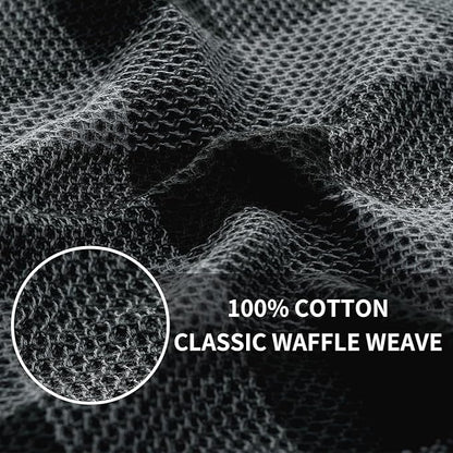 Homaxy Kitchen Towels and Dishcloths Set, 12 x 12 and 20 x 28 Inches, Set of 8 100% Cotton Waffle Weave Check Plaid Kitchen Dish Towels, Super Soft and Absorbent Dish Cloths, Black & Grey