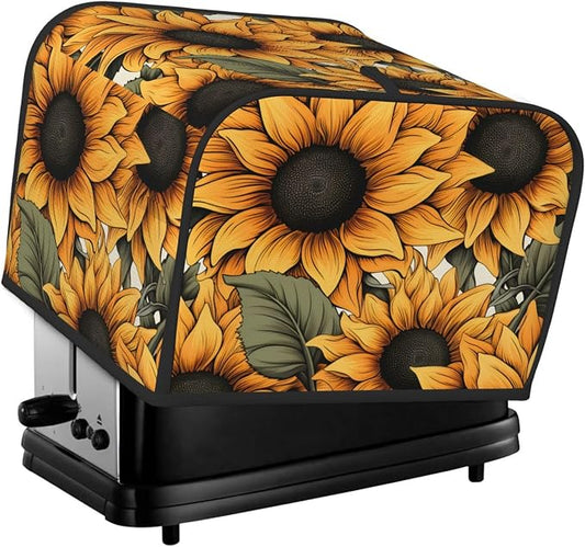Sunflower Pattern 4 Slice Toaster Cover Wide Slot Dustproof Bread Maker Cover Fingerprint Bakeware Protection Kitchen Appliance Cover Toaster Bag