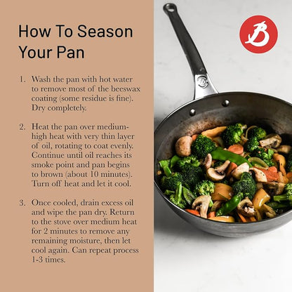 de Buyer MINERAL B Pro Carbon Steel Country Fry Pan - 9.5” Diameter, 6.5” Cooking Surface - Ideal for Sauteing, Simmering, Deep Frying, Stir Frying - Naturally Non-Stick Finish - Made in France