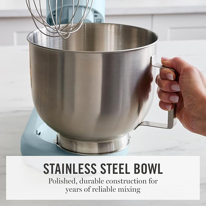 Martha Stewart 5.3Qt Stand Mixer, 12-Speed Tilt-Head Electric Kitchen Mixer with Stainless Steel Bowl, Dough Hook, Whisk & Beater, Splash Guard, Ideal for Baking Bread, Cake & Whipping, Sky Blue