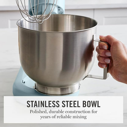 Martha Stewart 5.3Qt Stand Mixer, 12-Speed Tilt-Head Electric Kitchen Mixer with Stainless Steel Bowl, Dough Hook, Whisk & Beater, Splash Guard, Ideal for Baking Bread, Cake & Whipping, Sky Blue