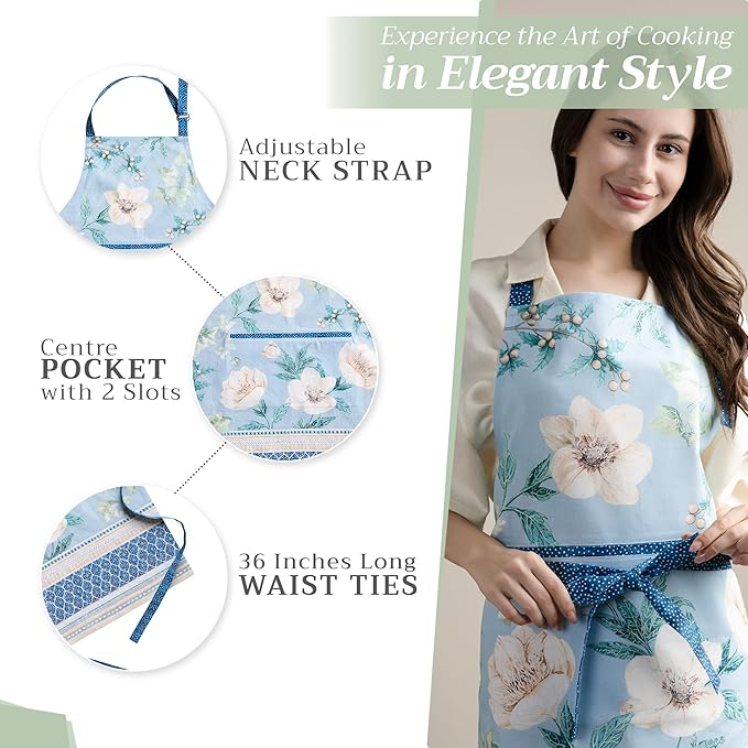 Maison d' Hermine 100% Cotton Apron for women with Pocket Kitchen Chef Apron for Men Cooking Spring Summer