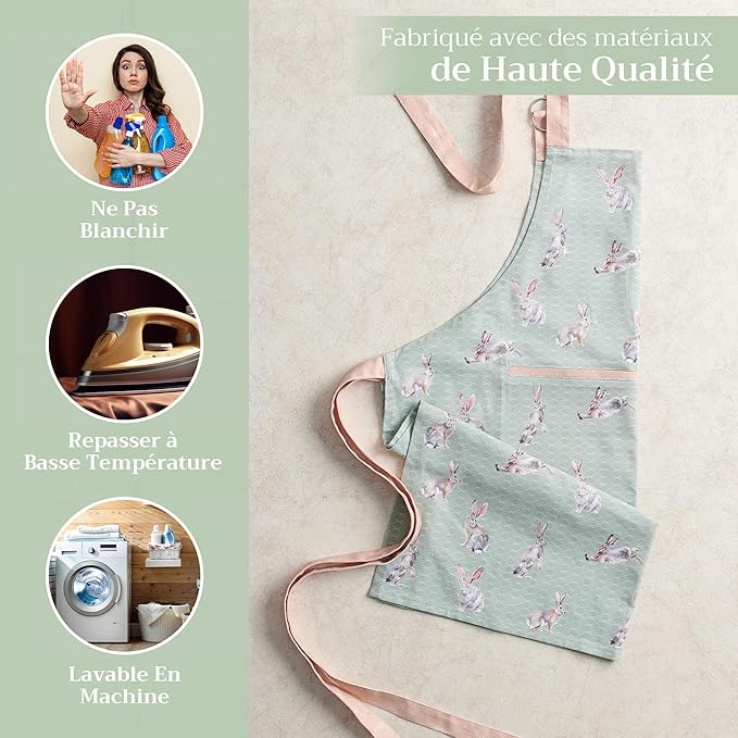 Maison d' Hermine 100% Cotton Apron for women with Pocket Kitchen Chef Apron for Men Cooking Spring Summer
