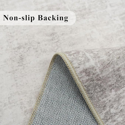 HAOYUNLAI 2x3 Entryway Area Rug: Washable Kitchen Bedroom Carpet Soft Abstract Laundry Bathroom Rugs with Non-Slip Backing Easy-Clean Distressed Home Decor Floor Mat for Pets Family (2x3,Beige/Cream)