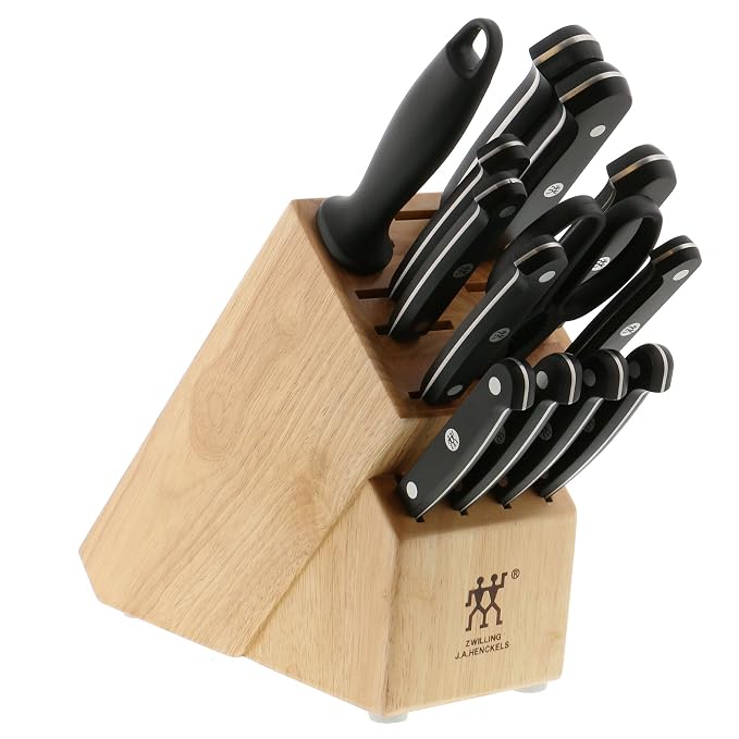 HENCKELS ZWILLING J.A. Henckels Zwilling gourmet 14-pc knife block set, 3.15 Pound, Black/Stainless Steel