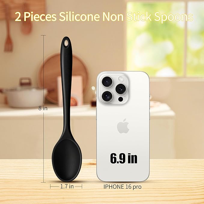 4 Pcs Mini Silicone Spoons 8 Inch Small Spoons,Heat Resistant Spoons the Food Spoon Mini Size Choose Carefully Before Purchasing