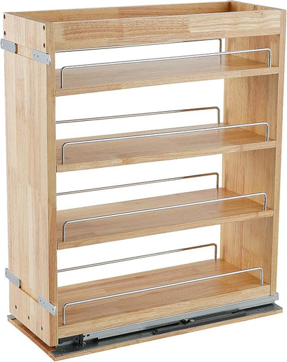DINDON Pull Out Spice Rack Organizer for Cabinet, (5" W x 21.9" D x 25.2" H) Multi-Use Wood Pull Out Cabinet Organizer Slide Out Shelf Cabinet Storage for Kitchen, Pantry Organization