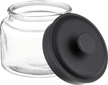 Anchor Hocking Montana Glass Jars with Fresh Sealed Lids, Black Metal, 48 oz (Set of 4) -