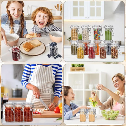 Suclain 40 Pcs 3 oz PET Plastic Storage Jars with Airtight Hinged Lid Mini Sealed Clear Wide Mouth Spice Jar Empty Round Leak Proof Canning Storage Containers for Sugar Jam Sauces Herbs Coffee