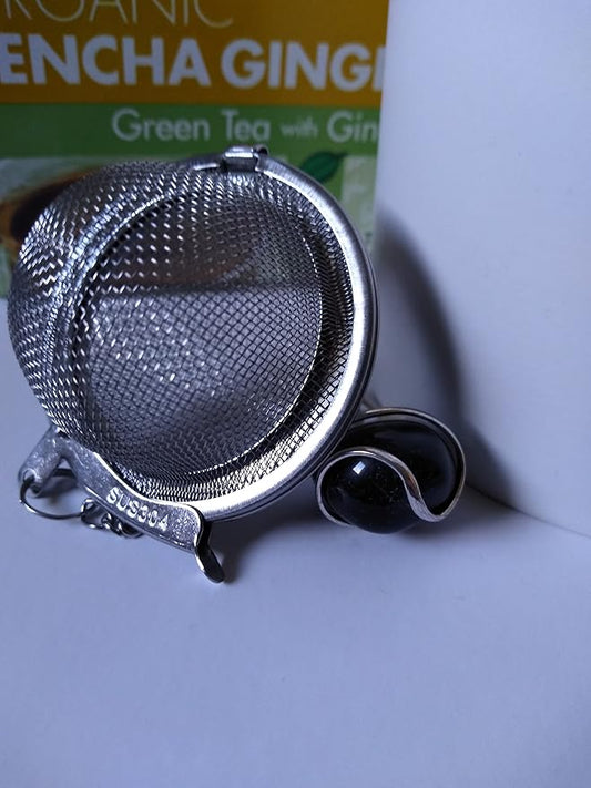 Decorative Tea Infuser Ball with Black Onyx Gemstone