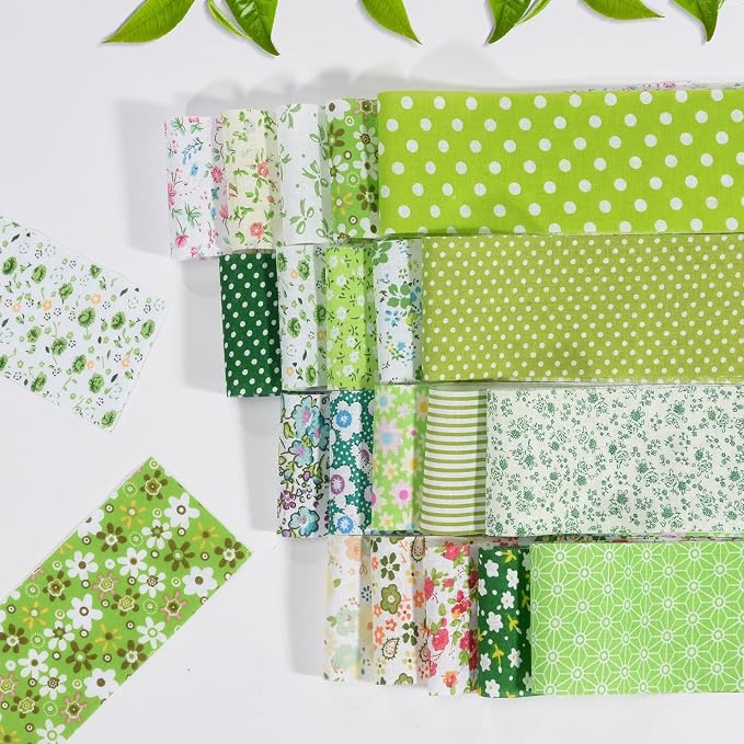 40 Pcs Jelly Roll Fabric Strips for Quilting Sewing-2.6 Inch Precut Cotton Floral Strips Bundles, Perfect Quilting Fabric for Sewing Grass Green