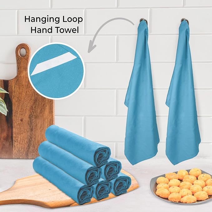 Urban Villa Kitchen Towels Premium Quality 100% Cotton Solid Kitchen Towels Set of 6 Ultra Soft Size 20X30 Inches Teal Color Kitchen Towel Highly Absorbent KitchenTowels