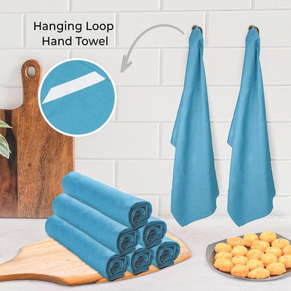Urban Villa Kitchen Towels Premium Quality 100% Cotton Solid Kitchen Towels Set of 6 Ultra Soft Size 20X30 Inches Teal Color Kitchen Towel Highly Absorbent KitchenTowels