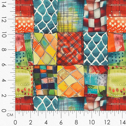 Patchwork Boat Cotton Fabric Panel – Six 10×10 inch Designs + Bonus 29.5×19.6 inch Patchwork Sheet, 100% Turkish Cotton 140 GSM