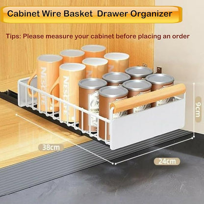 Pull Out Cabinet Organizer,Heavy Duty Slide Out Pantry Shelves With Adhesive Nano Film, Sliding Drawer Storage for Kitchen, Pantry, Shelves（14.96"Dx9.44"Wx3.54”H）