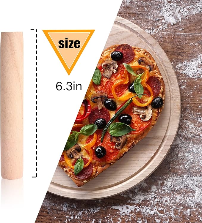 Patelai 10 Pieces Small Wooden Rolling Pin, Dumpling Dough Roller Wooden Mini Rolling Pins Kitchen Utensil Tool for Fondant, Pasta, Bread, Pastry, Cookies, Pizza, Pie, Cylinder Style, 6.3 Inch