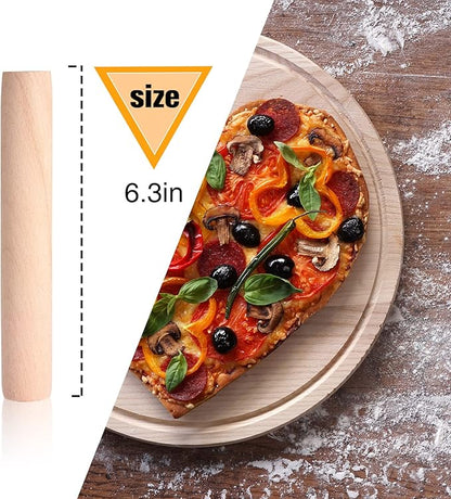 Patelai 10 Pieces Small Wooden Rolling Pin, Dumpling Dough Roller Wooden Mini Rolling Pins Kitchen Utensil Tool for Fondant, Pasta, Bread, Pastry, Cookies, Pizza, Pie, Cylinder Style, 6.3 Inch