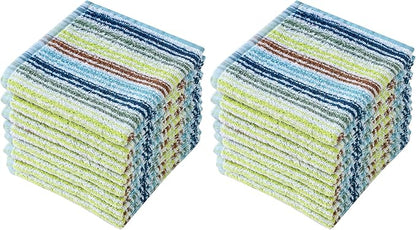 Oeleky Kitchen Dishcloths for Washing Dishes, Ultra Absorbent Dish Rags, Cotton Cleaning Cloths Pack of 16, 12x12 Inches (Mix-1, 12x12 inch)