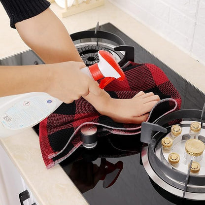 Homaxy 100% Cotton Waffle Weave Check Plaid Kitchen Towels, 13 x 28 Inches, Super Soft and Absorbent Dish Towels for Drying Dishes, 8-Pack, Black & Red