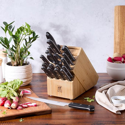 ZWILLING Gourmet 19-Piece Razor-Sharp German Knife Block Set, Made in Company-Owned German Factory with Special Formula Steel perfected for almost 300 Years, Dishwasher Safe