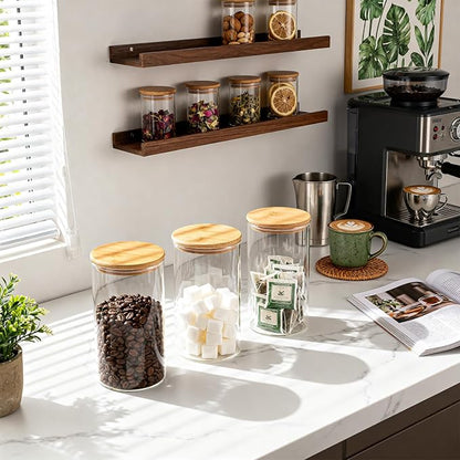 TBWIND 53oz Round Glass Storage Containers with Bamboo Lids – 4 Pack Large Airtight Glass Jars for Pantry Organization, Kitchen Dry Food, Flour, Cereal, Coffee Beans & Staples