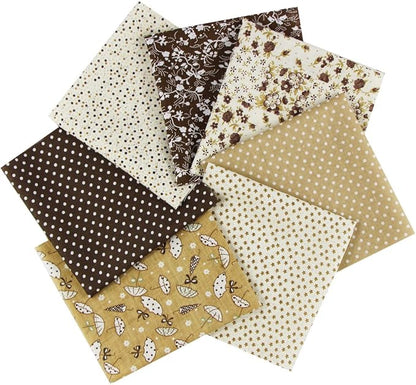 aufodara 7pcs 20” x 20” Cotton Fabric Squares Patchwork Bundle Making Supplies Quilting Weight 120 g/m² for Sewing Quilt DIY Artcraft Handwork (Brown)