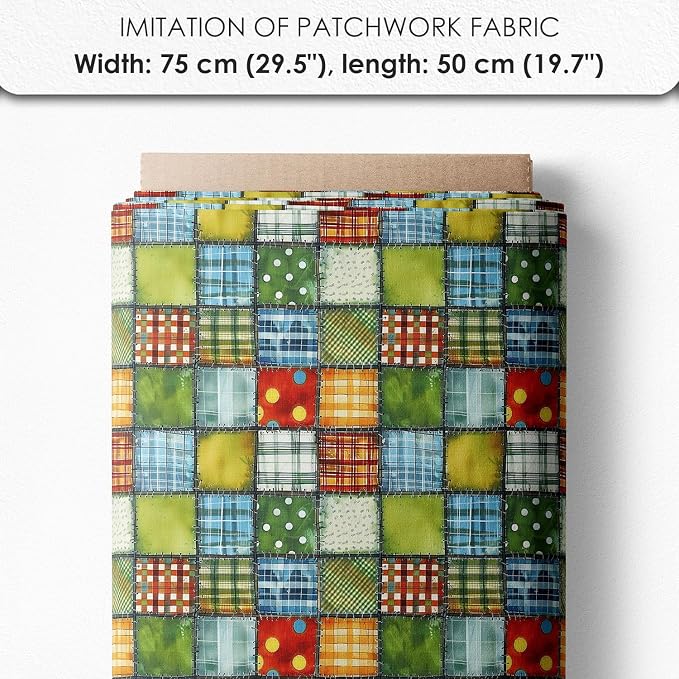Vegetable Patchwork Cotton Fabric Panel – 6 Designs (10×10 inch Each) + Bonus Patchwork Sheet 29.5×19.6 inch, 100% Cotton 140 GSM