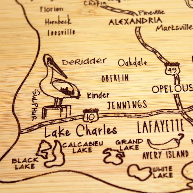 Totally Bamboo A Slice of Life Louisiana State Serving and Cutting Board, 11" x 8.75"