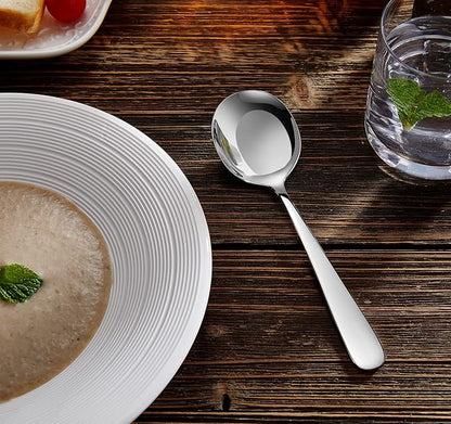 KEAWELL Premium 7" Louise Soup Spoons, 18/10 Stainless Steel, Dishwasher Safe (8)