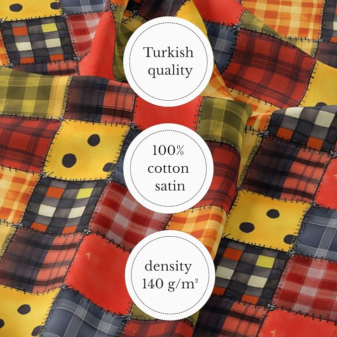 100% Cotton Fabric by the Yard – Turkish Quality Quilting & Sewing Fabric, 1 Yard x 1.69 Yards Wide, Patchwork Cotton for Crafts